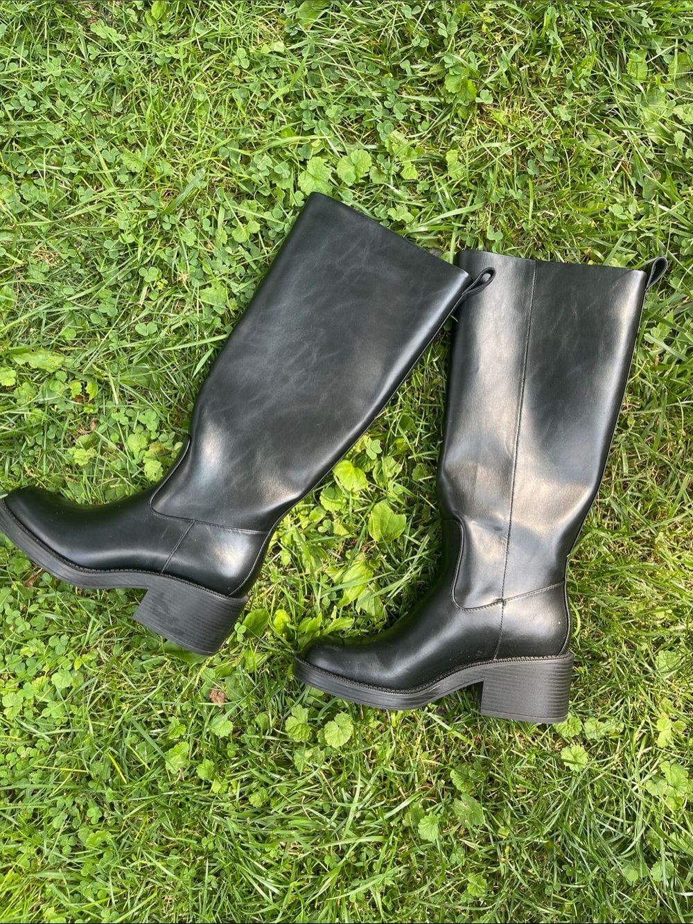 Zara Black Mid-Calf Block-Heel Boots